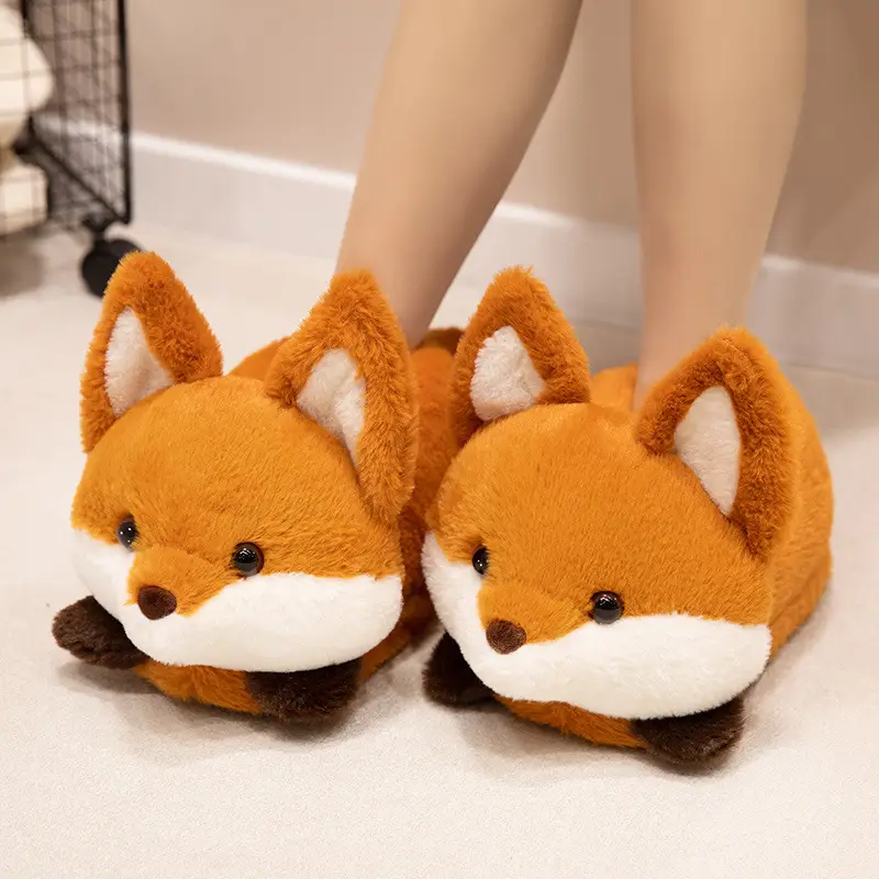 Red Panda Bag with Cotton Slippers Women's Winter Indoor Home Non-slip Cute High-top Plush Toy Warm fleece-lined Shoes — feature 4