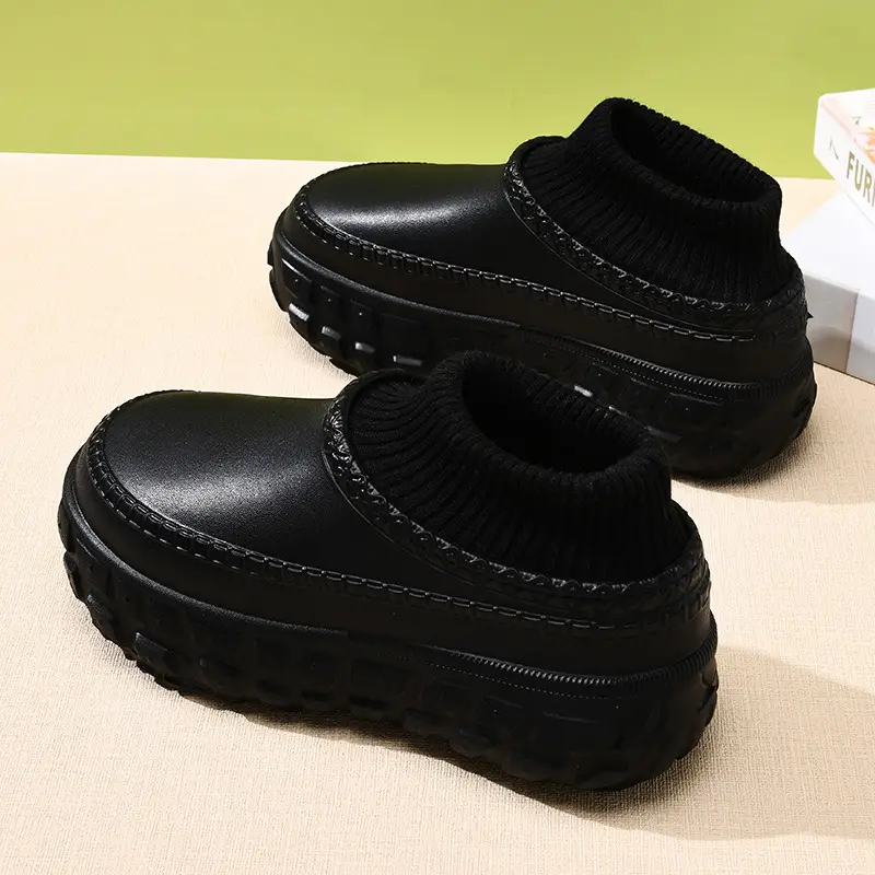 Women's Cotton Slippers with Tire Soles, Autumn and Winter Stain-Resistant Furry Shoes, Non-Slip Fleece-Lined and Cotton Shoes for Couples, Warm and Height-Increasing Cotton Shoes - Image 5