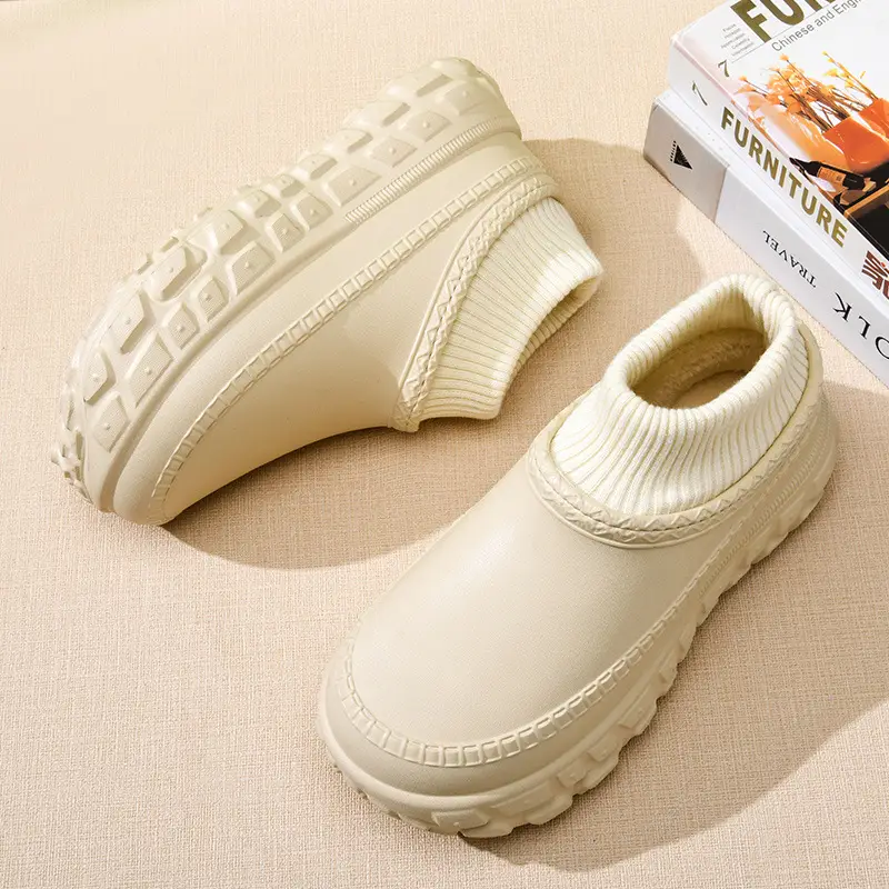 Women's Cotton Slippers with Tire Soles, Autumn and Winter Stain-Resistant Furry Shoes, Non-Slip Fleece-Lined and Cotton Shoes for Couples, Warm and Height-Increasing Cotton Shoes - Image 6