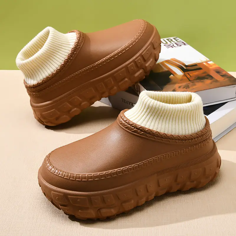 Women's Cotton Slippers with Tire Soles, Autumn and Winter Stain-Resistant Furry Shoes, Non-Slip Fleece-Lined and Cotton Shoes for Couples, Warm and Height-Increasing Cotton Shoes - Image 7