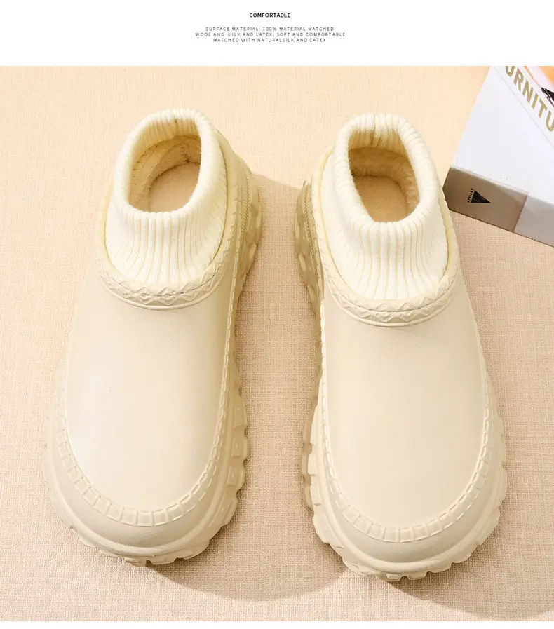 Women's Cotton Slippers with Tire Soles, Autumn and Winter Stain-Resistant Furry Shoes, Non-Slip Fleece-Lined and Cotton Shoes for Couples, Warm and Height-Increasing Cotton Shoes — feature 15