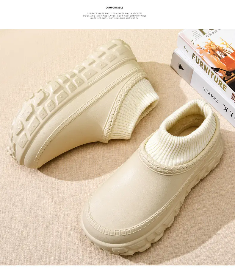 Women's Cotton Slippers with Tire Soles, Autumn and Winter Stain-Resistant Furry Shoes, Non-Slip Fleece-Lined and Cotton Shoes for Couples, Warm and Height-Increasing Cotton Shoes — feature 16