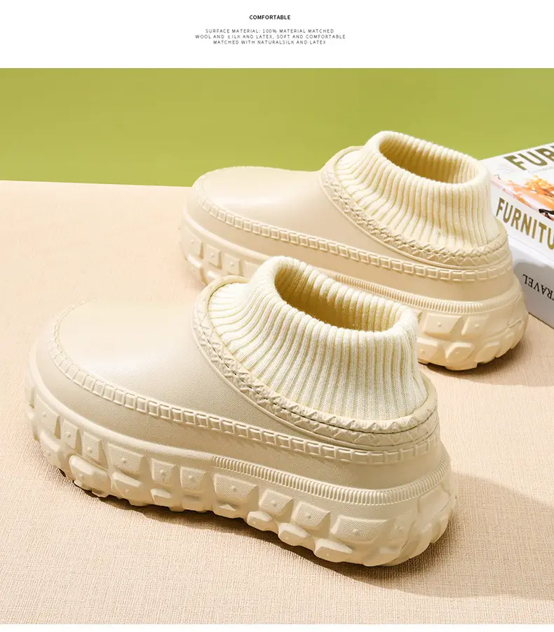 Women's Cotton Slippers with Tire Soles, Autumn and Winter Stain-Resistant Furry Shoes, Non-Slip Fleece-Lined and Cotton Shoes for Couples, Warm and Height-Increasing Cotton Shoes — feature 17