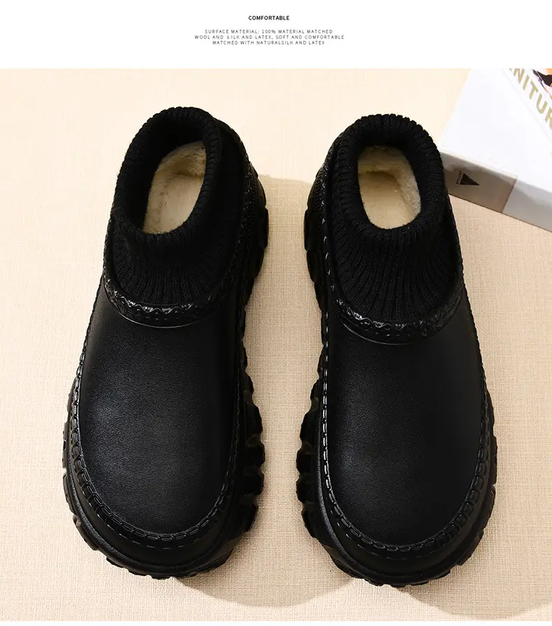 Women's Cotton Slippers with Tire Soles, Autumn and Winter Stain-Resistant Furry Shoes, Non-Slip Fleece-Lined and Cotton Shoes for Couples, Warm and Height-Increasing Cotton Shoes — feature 18