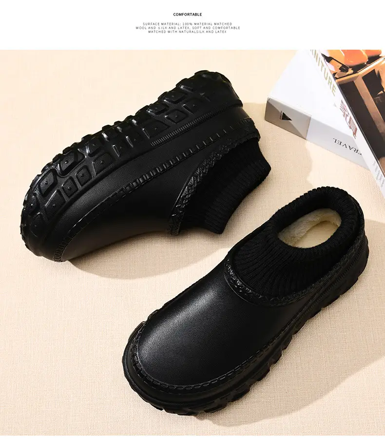 Women's Cotton Slippers with Tire Soles, Autumn and Winter Stain-Resistant Furry Shoes, Non-Slip Fleece-Lined and Cotton Shoes for Couples, Warm and Height-Increasing Cotton Shoes — feature 19