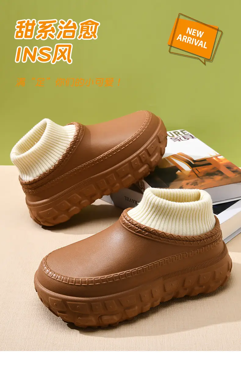 Women's Cotton Slippers with Tire Soles, Autumn and Winter Stain-Resistant Furry Shoes, Non-Slip Fleece-Lined and Cotton Shoes for Couples, Warm and Height-Increasing Cotton Shoes — feature 5