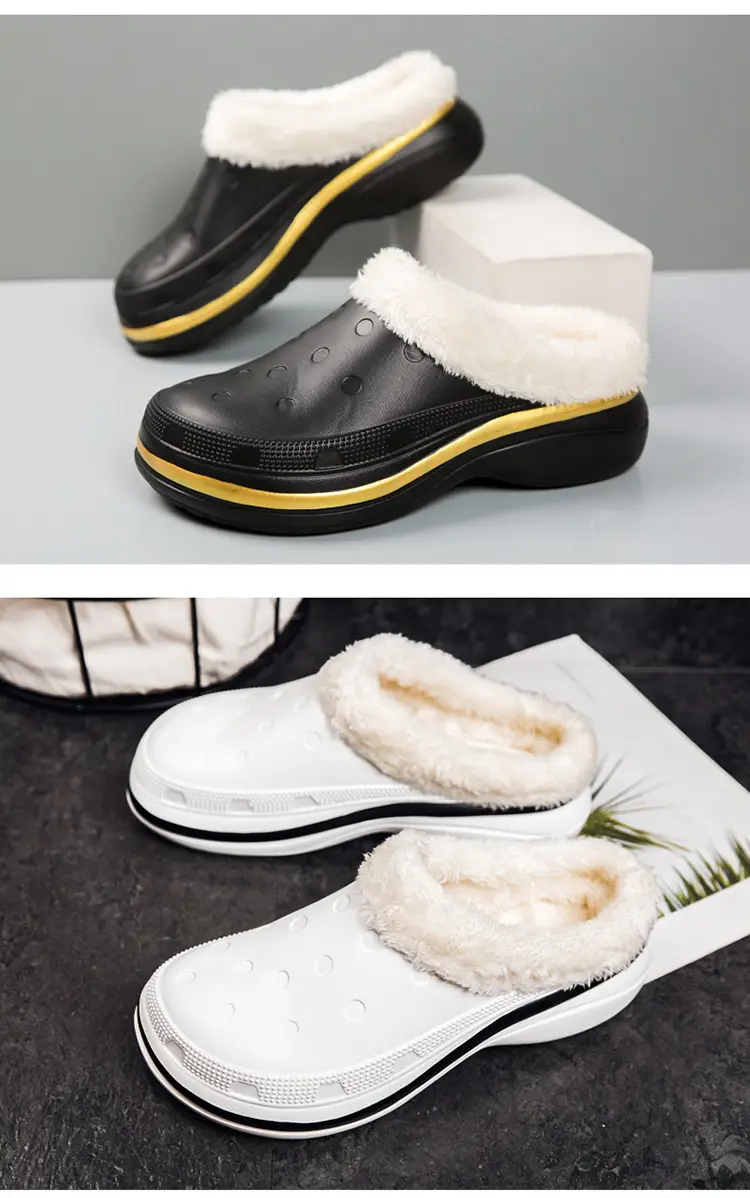 Cotton Shoes Men's Winter Warm fleece-lined Thickened Non-slip Soft Bottom Cave Shoes Fur One-piece Couple's Mid-barrel Snow Boots — feature 14