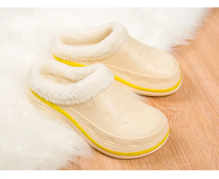 Cotton Shoes Men's Winter Warm fleece-lined Thickened Non-slip Soft Bottom Cave Shoes Fur One-piece Couple's Mid-barrel Snow Boots — feature 15