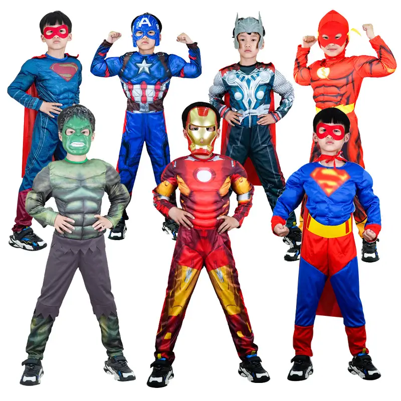 Halloween Cos Costume Children's Iron Man Hulk Captain America Optimus Prime Spider-Man Muscle Performance Costume - Image 28