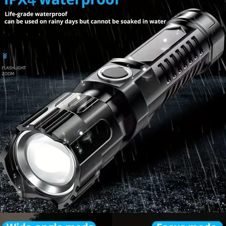USB Rechargeable Flashlight with Zoom & Floodlight - Image 4