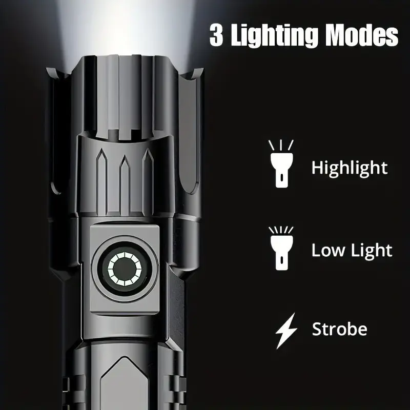 USB Rechargeable Flashlight with Zoom & Floodlight β feature 1