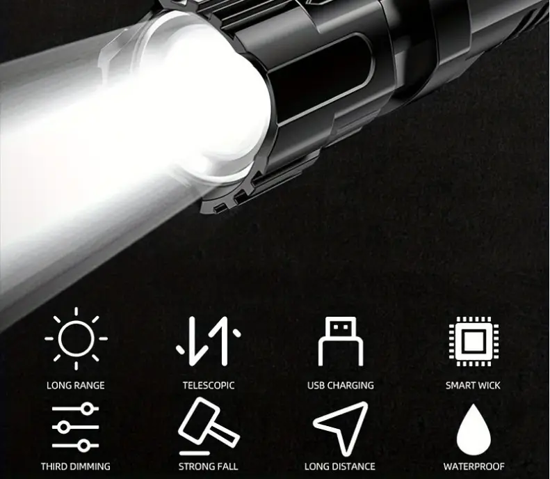 USB Rechargeable Flashlight with Zoom & Floodlight β feature 9