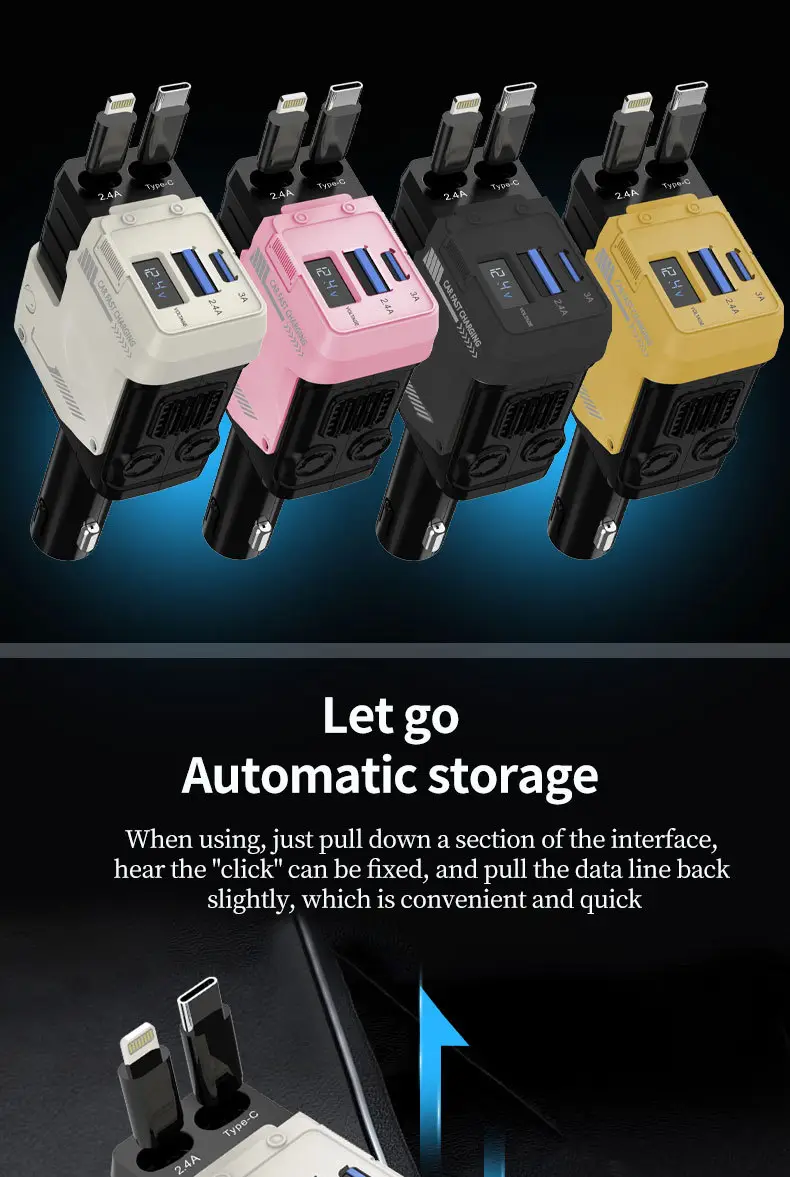 A1 Car Charger 4-in-1 Super Fast Charging Retractable Cable — feature 3