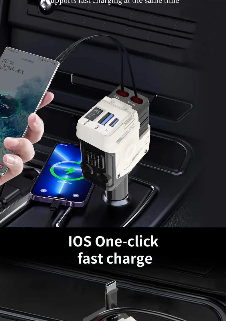 A1 Car Charger 4-in-1 Super Fast Charging Retractable Cable — feature 5