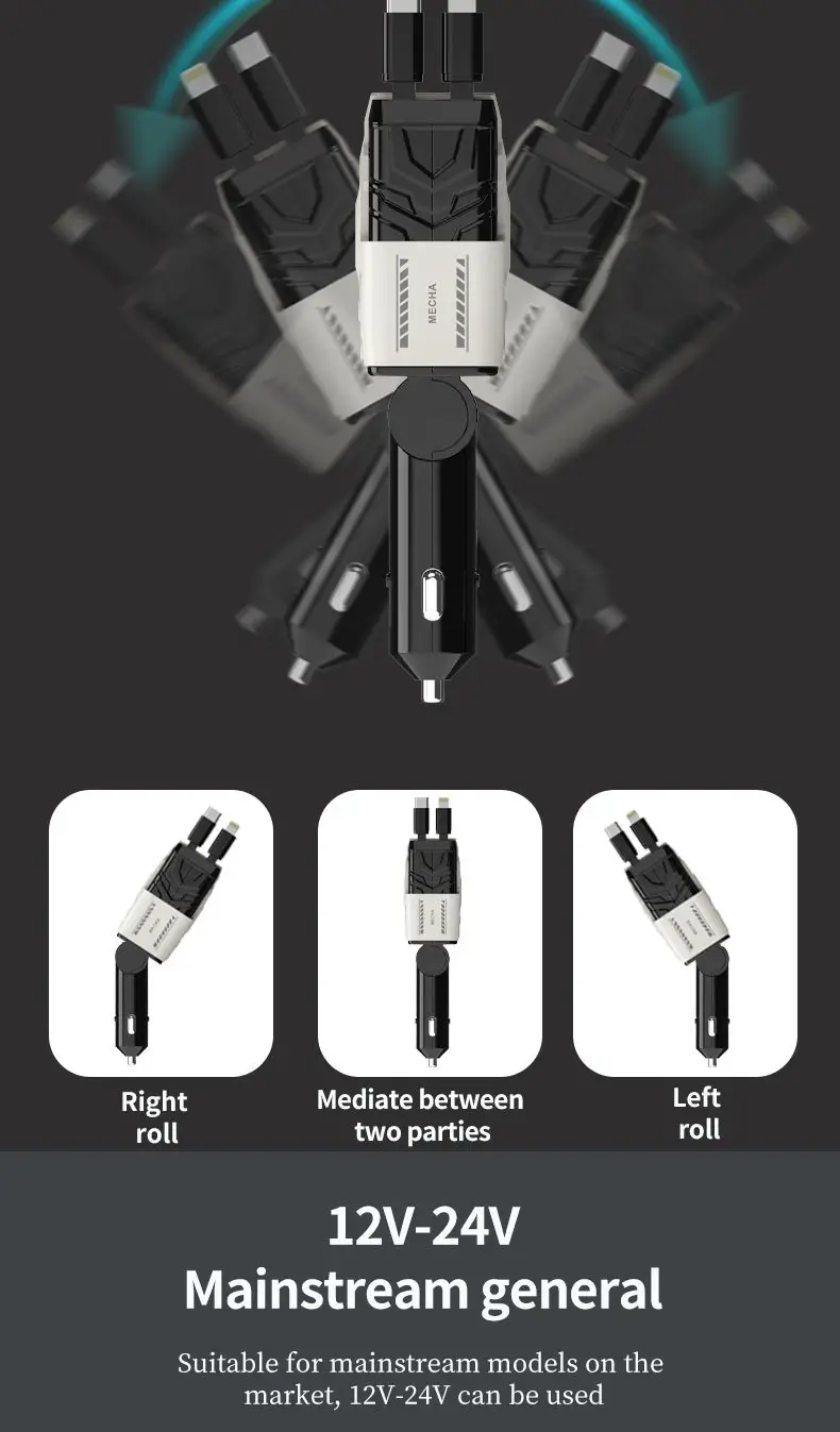 A1 Car Charger 4-in-1 Super Fast Charging Retractable Cable — feature 7