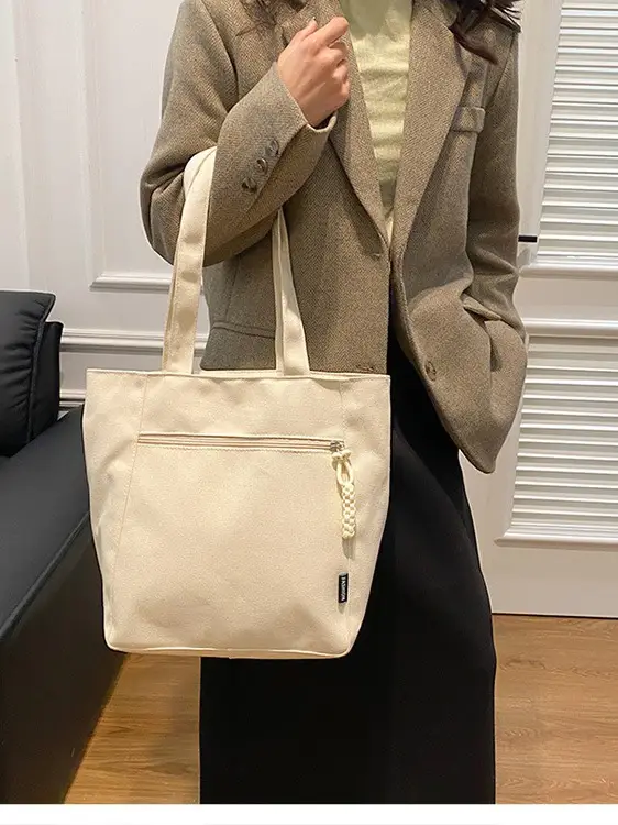 2026 Canvas Single Shoulder Tote Bag for College Students