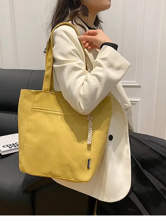 2026 Canvas Single Shoulder Tote Bag for College Students