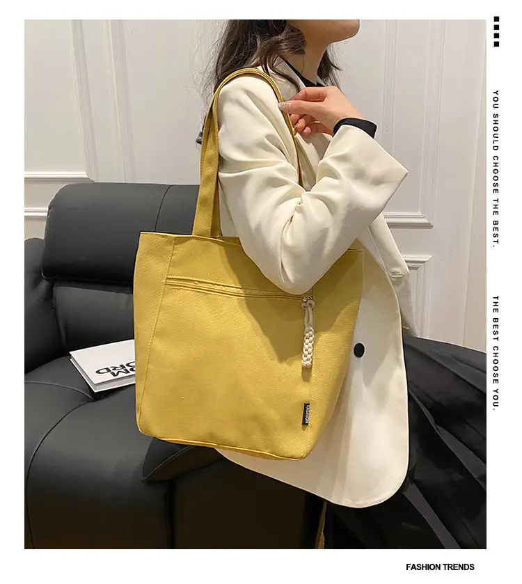2026 Canvas Single Shoulder Tote Bag for College Students — feature 2