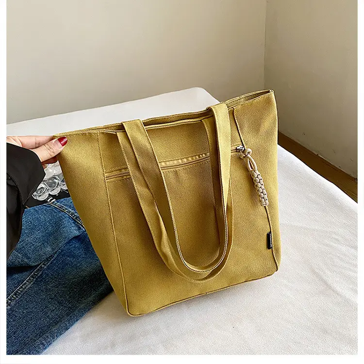 2026 Canvas Single Shoulder Tote Bag for College Students