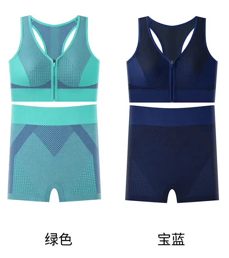 Women's Front Zipper Sports Bra Grey White Mesh Back — feature 18