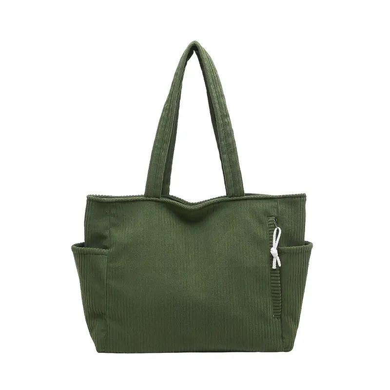 Retro Corduroy Shoulder Bag Women's Artistic Tote
