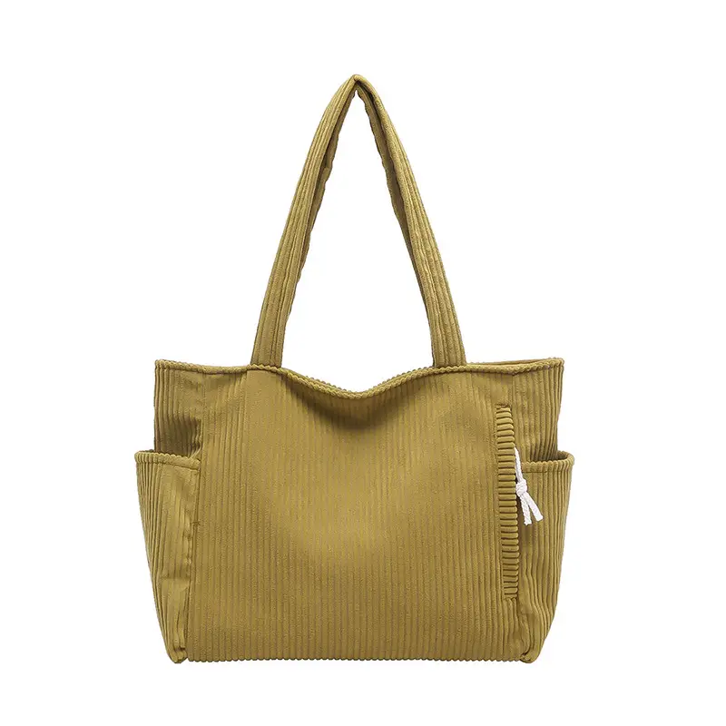 Retro Corduroy Shoulder Bag Women's Artistic Tote
