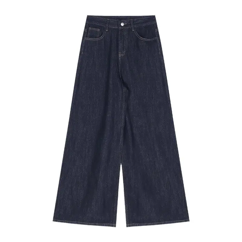 Women's Dark Blue Wide Leg Jeans American Style