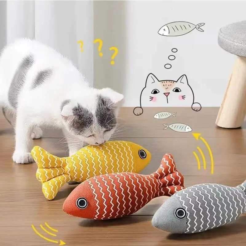 Cat Toy Self-relief Catnip Cloth Simulation Fish Kitten Molar Cat Kitten Cat Funny Stick Pet Supplies