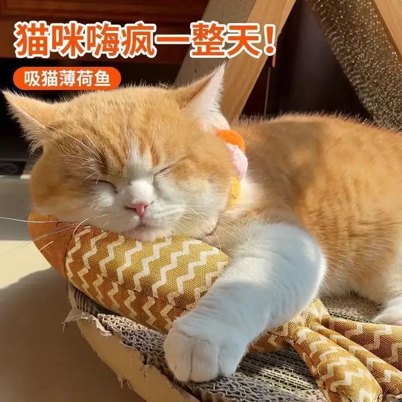 Cat Toy Self-relief Catnip Cloth Simulation Fish Kitten Molar Cat Kitten Cat Funny Stick Pet Supplies
