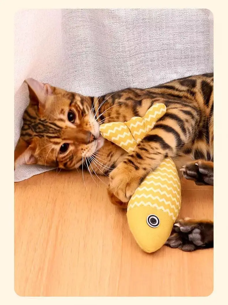 Cat Toy Self-relief Catnip Cloth Simulation Fish Kitten Molar Cat Kitten Cat Funny Stick Pet Supplies — feature 10