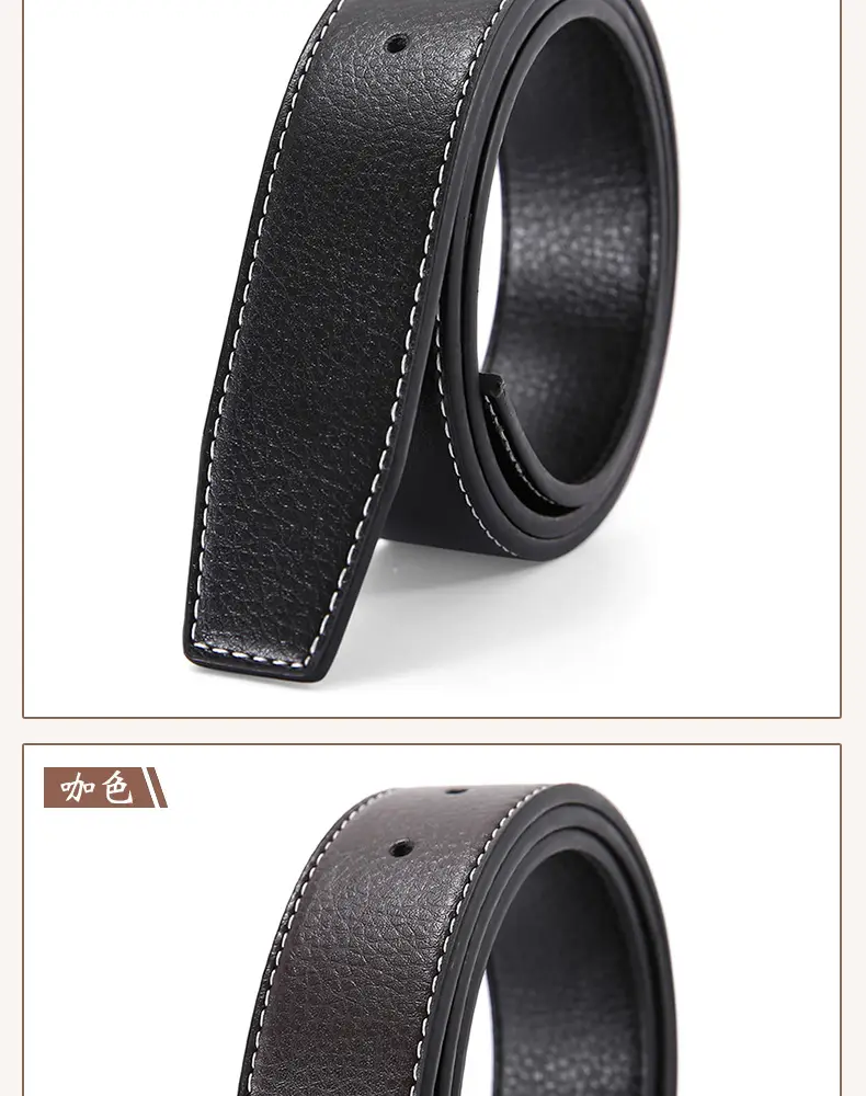 Men's Genuine Leather Belt Black Buckle Strip — feature 11