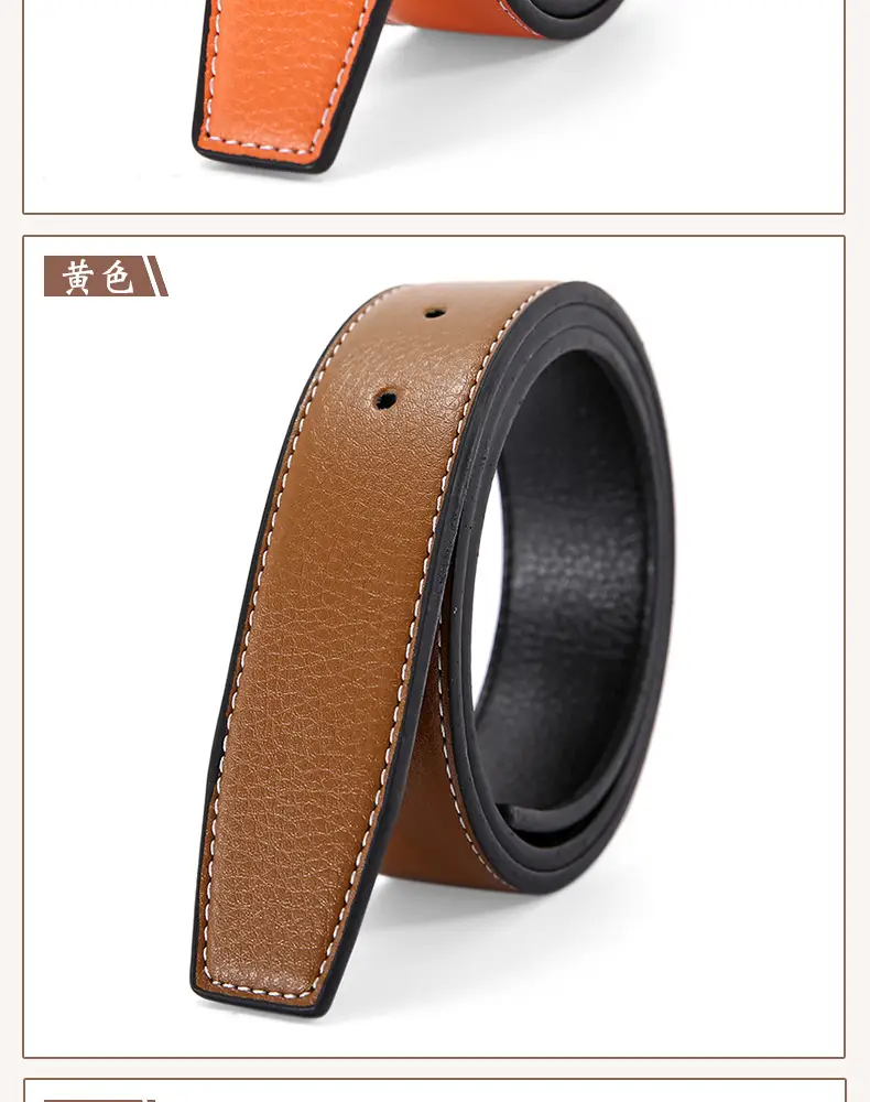Men's Genuine Leather Belt Black Buckle Strip — feature 13