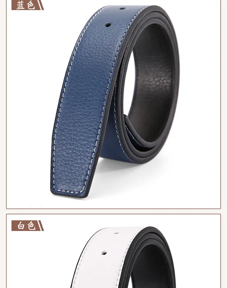 Men's Genuine Leather Belt Black Buckle Strip — feature 14