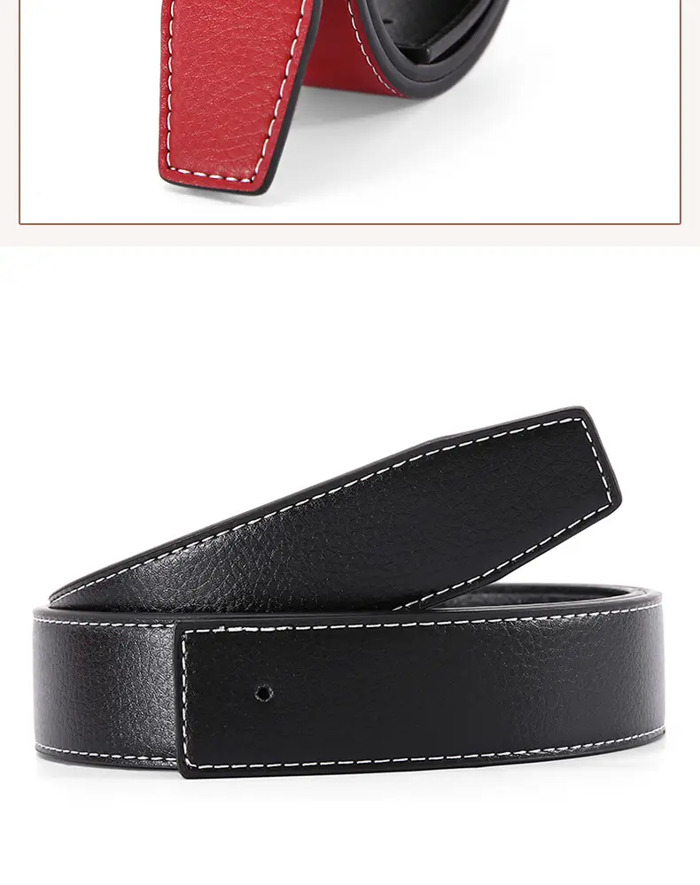 Men's Genuine Leather Belt Black Buckle Strip — feature 16