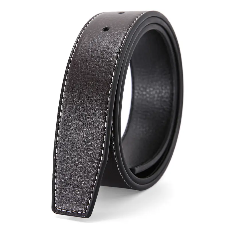 Men's Genuine Leather Belt Black Buckle Strip - Image 2