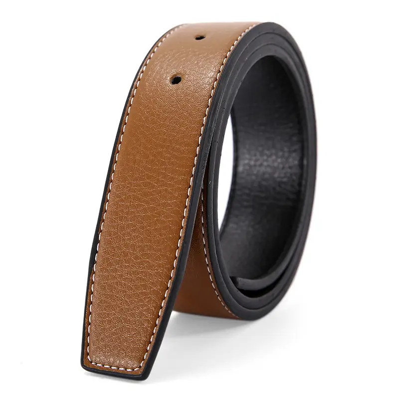 Men's Genuine Leather Belt Black Buckle Strip - Image 5
