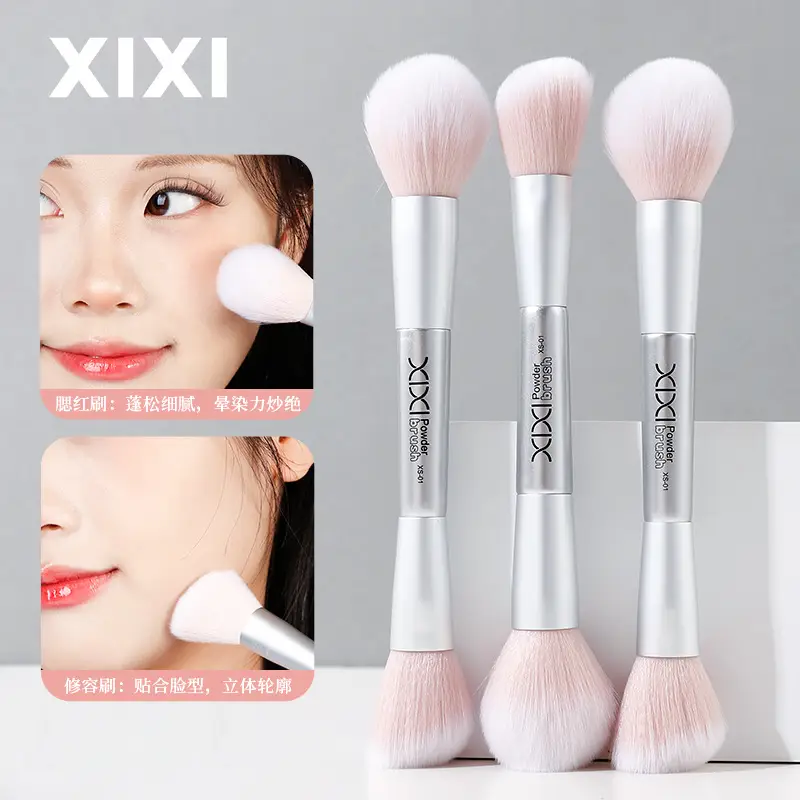Xixi Double Head Makeup Brushes Pink Soft Long Rod - Image 3