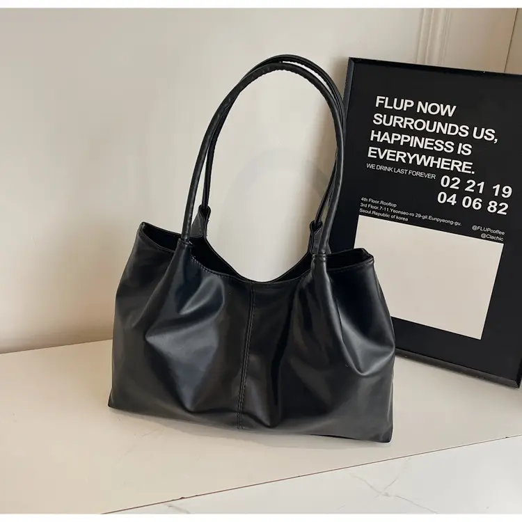 Large Capacity Japanese Korean Fashion Tote Bag Black White — feature 32