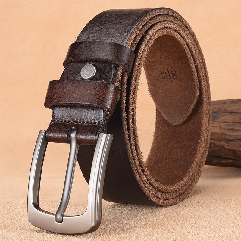 Italian Leather Belt with Silver Buckle