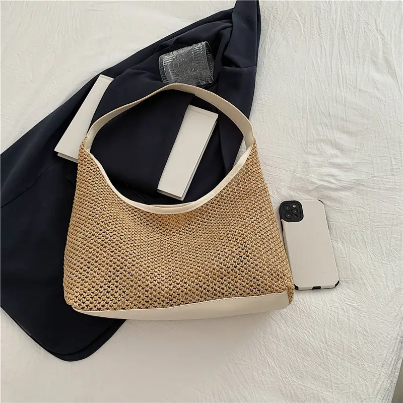 Golden Woven Underarm Bag for Women Large Capacity — feature 1