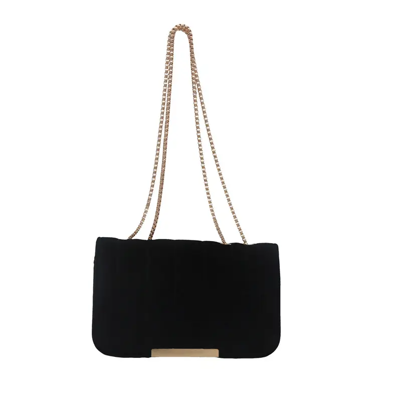 Trendy Gold Velvet Chain Shoulder Bag for Women - Image 9