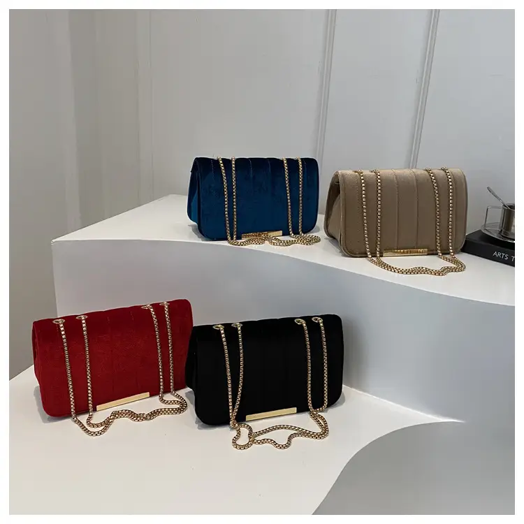 Trendy Gold Velvet Chain Shoulder Bag for Women — feature 20