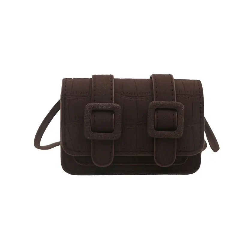Small Square Crossbody Bag with Belt Buckle, Brown, 2024 - Image 9