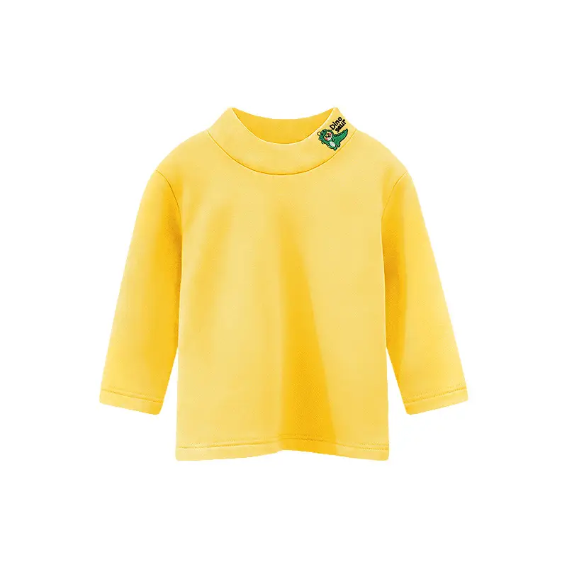 Girls Velvet Half-High Collar Yellow T-Shirt White Pants - Image 11