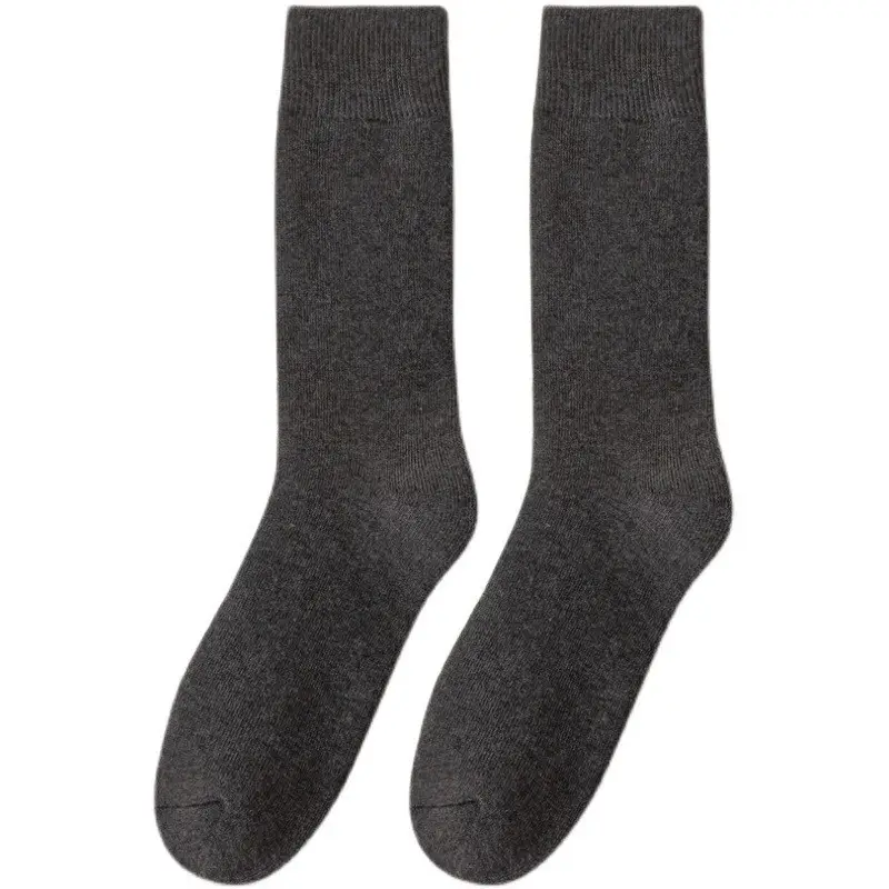 Socks autumn and winter women's thick terry socks warm black long fleece-lined winter towel bottom calf high thick socks