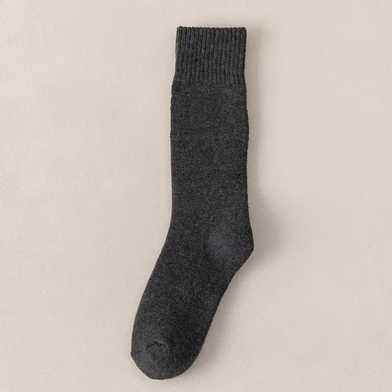 Socks autumn and winter women's thick terry socks warm black long fleece-lined winter towel bottom calf high thick socks