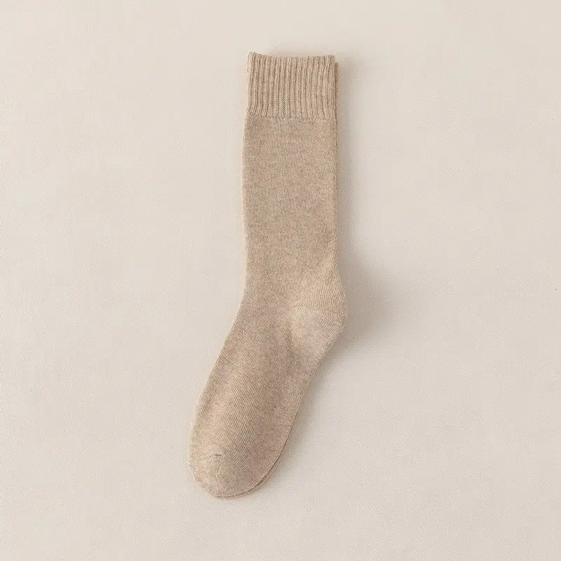 Socks autumn and winter women's thick terry socks warm black long fleece-lined winter towel bottom calf high thick socks
