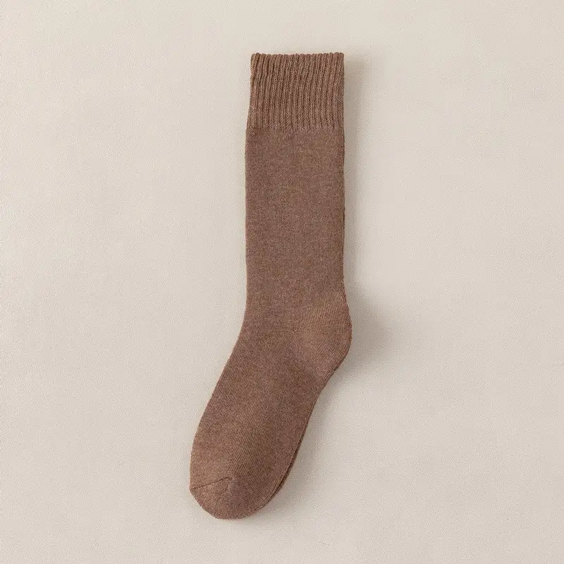 Socks autumn and winter women's thick terry socks warm black long fleece-lined winter towel bottom calf high thick socks