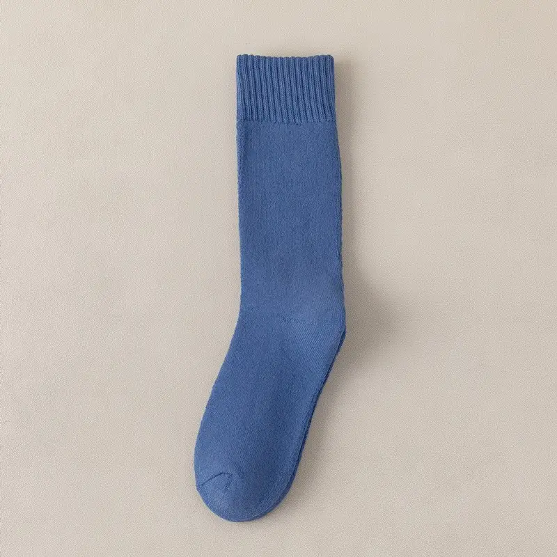 Socks autumn and winter women's thick terry socks warm black long fleece-lined winter towel bottom calf high thick socks