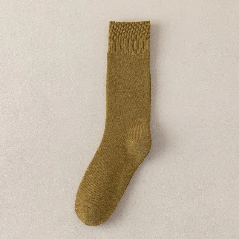 Socks autumn and winter women's thick terry socks warm black long fleece-lined winter towel bottom calf high thick socks